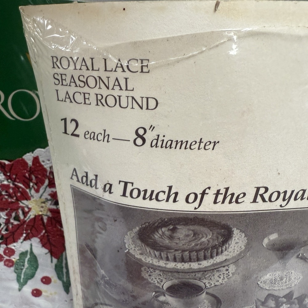 NEW VINTAGE Christmas 8" ROUND Paper ROYAL Lace Doilies Lot 2  pkX 12 = 24 ct - Picture 3 of 4
